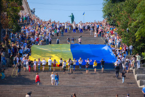 ODESSA, UKRAINE - August 23: Flash mob in city of Odessa on Pote